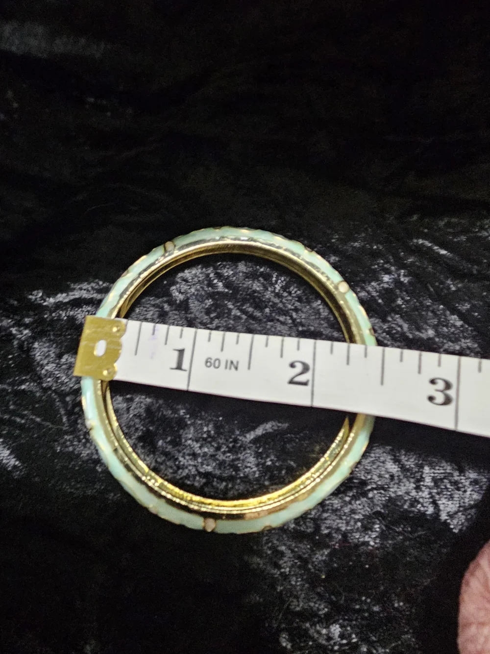 Gold-Plated Mint Green Floral Enamel Hinged Bangle Bracelet